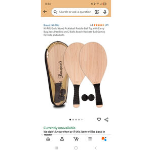 2pc Solid Wood Pickleball Paddles Set W/ Carry Bag Indoor Outdoor Balls Included
